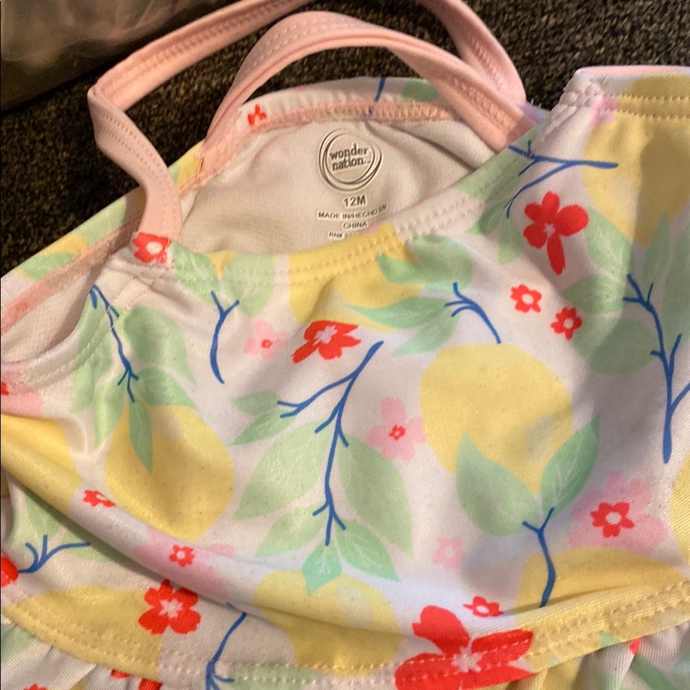 Wonder Nation Kids Swim Bikini - Pink and Yellow Floral